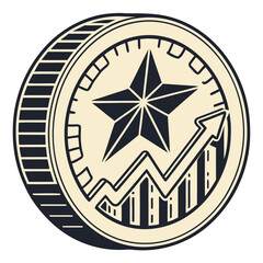 Digital Coin Growth Logo Vector
