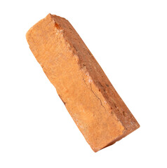 Single old red or orange brick isolated with clipping path in png file format