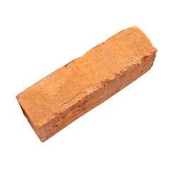 Single old red or orange brick isolated with clipping path in png file format