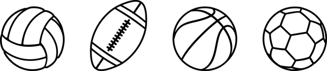 Sports ball outline. Isolated sports ball on white background