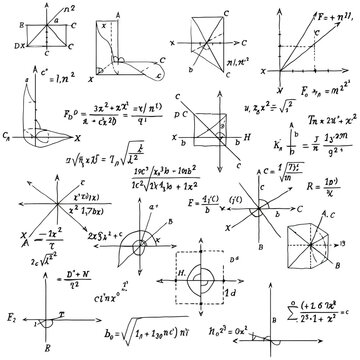 Math formulas background handwritten algebra equations for education