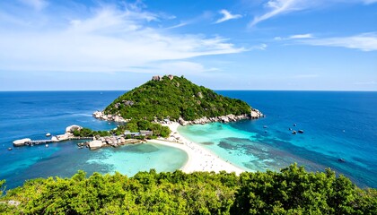 Fototapeta premium Tropical island paradise with turquoise water