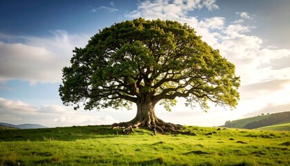 Obraz premium Majestic tree in a grassy landscape