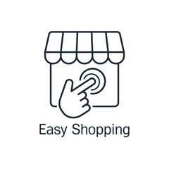 Online shopping. Simple easy click deal shop buy.Vector linear icon illustration isolated on white background.