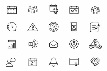 Fototapeta premium A modern continuous-line art bundle focusing on project timelines and deadline pressure — great for teams, startups, and freelance time management content