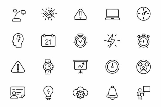 A symbolic and abstract line bundle themed around urgency and deliverables — ideal for business creatives, productivity tools, and editorial design