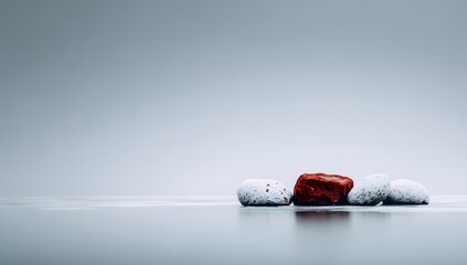 Minimalist Medicine Still Life with Red Capsule
