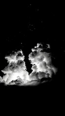Obraz premium Glowing cumulus clouds against night sky dramatic black and white storm photography