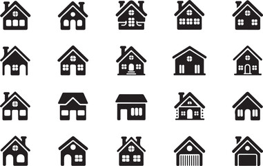 Fototapeta premium Various house designs with windows and chimneys home