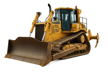 Fototapeta premium Isolate Transparent Heavy bulldozer ready for construction work. PNG Die-Cut For Advertising