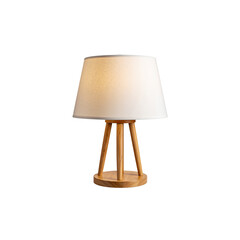 Luxury antique wooden table lamp with light bulb on white background