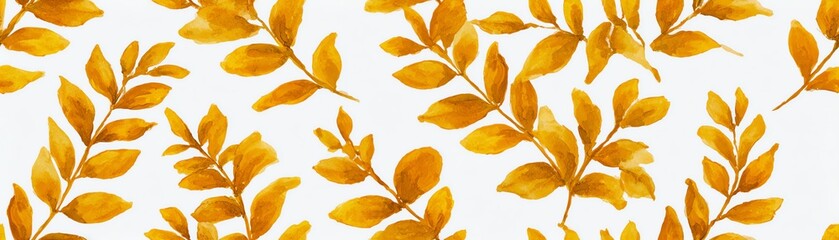 Fototapeta premium Seamless Yellow leaves on a white background, perfect for seasonal designs.