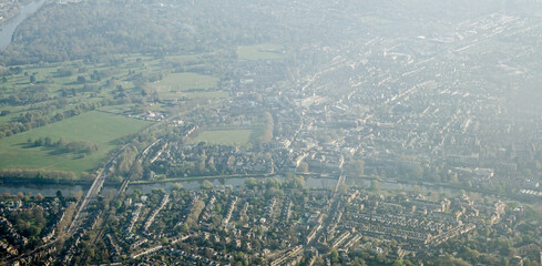 Aerial view of East Twickenham and Richmond-Upon-Thames, West London