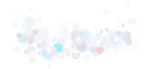 Colorful bokeh lights background. Blurred circle shapes. PNG image