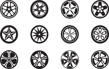 Car wheel silhouette set