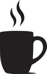 Hot coffee cup icon with steam in vector style for cafe or morning drink illustration