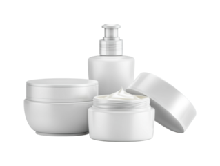 Skin care event luxurious creams in a spa relaxing atmosphere view isolated on transparent background, png