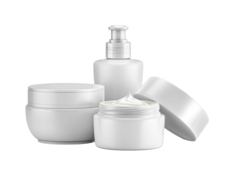 Skin care event luxurious creams in a spa relaxing atmosphere view isolated on transparent background, png