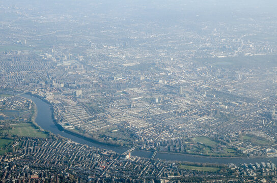Aerial View of  Putney, Fulham, Hammersmith and Earls Court, London