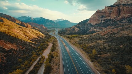 High-Altitude Highway Winding Through Mountainous Terrain