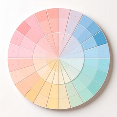 Obraz premium Pastel Toned Color Wheel Showing Shades with Radial Gradient Arrangement on White