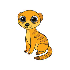 Cute cartoon meerkat sitting on white background animal