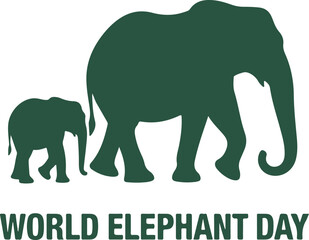 Silhouette of a mother elephant and calf celebrating world elephant day