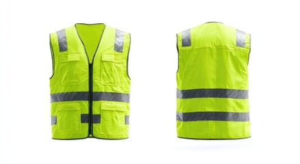 Bright lime-green safety vest, front and back views