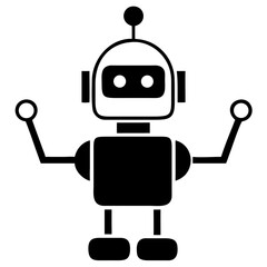 Naklejka premium Smart robot icon for artificial intelligence and automation vector silhouette
