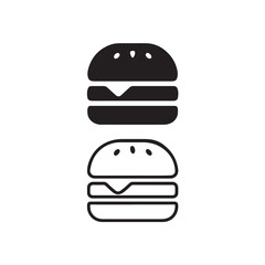 Burger Icon Set Flat Outline Style