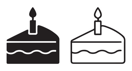 Cake Icon Collection Flat Outline Style