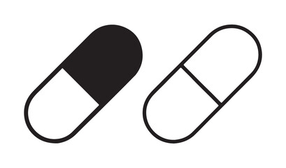 Capsule Icon Set Flat Outline Style