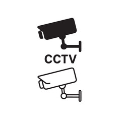CCTV Camera Icon Set Flat Outline Style