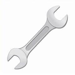 Silver Wrench Tool for Mechanical Repair Isolated on White Background Studio Shot