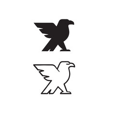 Eagle Icon Set Flat Outline Style