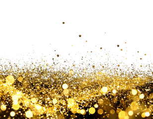  Golden Sparkle Festive Background with Light Bokeh, Horizontal Layout, isolated transparent background png