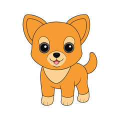 Cute cartoon orange puppy with big eyes animal illustration