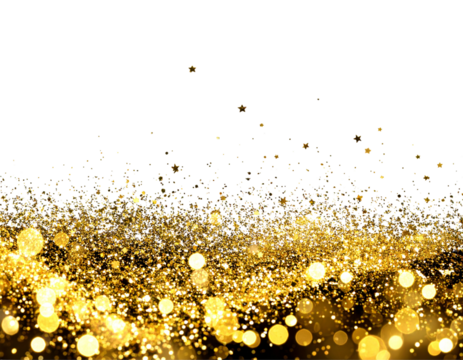  Golden Sparkle Festive Background with Light Bokeh, Horizontal Layout, isolated transparent background png
