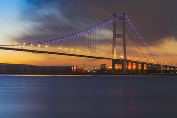 The Yangtze River Bridge in Jiangyin, Jiangsu Province, China, and the beautiful natural scenery of the Yangtze River on July 20, 2025.