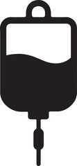 Silhouette vector of an IV drip bag used in hospitals, perfect for medical and healthcare design projects.