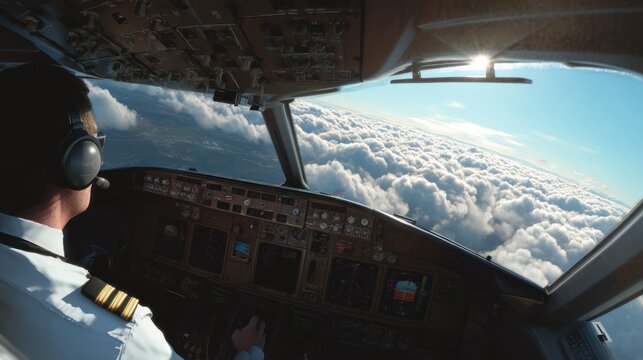 Pilot cockpit cloudscape