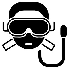 silhouette snorkeling icon vector silhouette