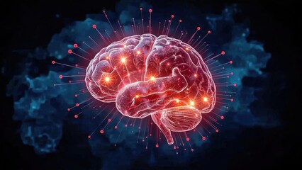 Fototapeta premium Trauma Focused Cognitive Behavioral Therapy. Glowing human brain with 