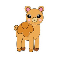 Cute cartoon camel with pink blushing cheeks animal