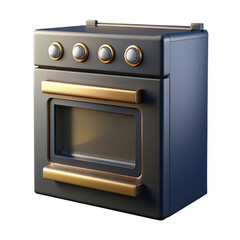 Fototapeta premium 3d rendered modern dark grey oven with gold accents isolated on transparent background