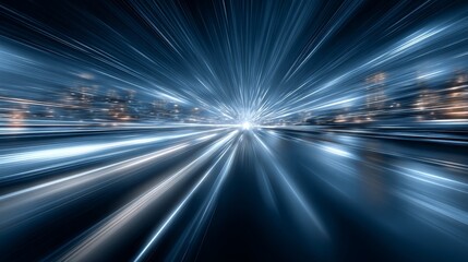 Obraz premium High-speed motion blur showing city road with light trails