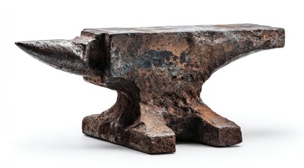 Aged, rusty anvil isolated on white