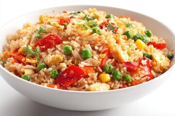 Savory rice dish with veggies and egg