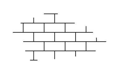 Brick wall texture. Stone blocks background. House wall hole. Old brick wall piece. Building tile surface. Rectangle blocks pattern. Design graphic element. Vintage abstract vector illustration.