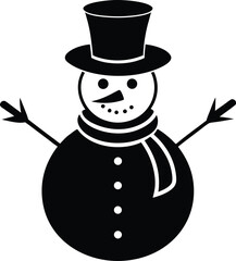 Classic snowman silhouette vector illustration winter holiday